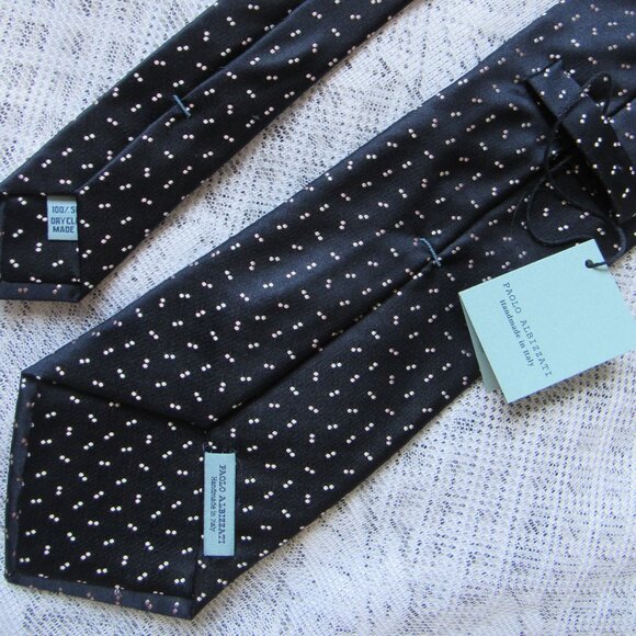 Paolo Albizzati Silk Tie, Dark Navy/silver, Handmade in Italy - Picture 2 of 5